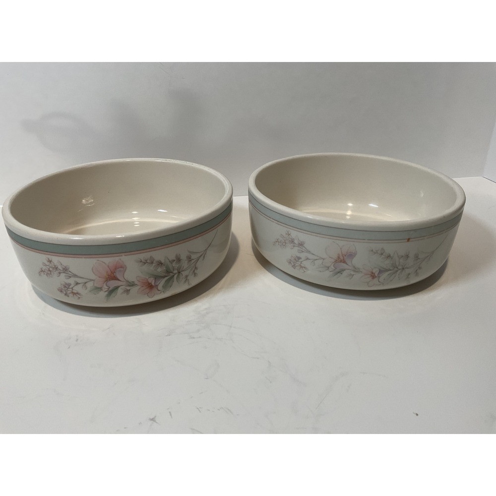 Noritake Misty Isle Collection Deerfield Bowls Set of‎ 2 Footed Floral